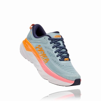 Hoka One One BONDI 7 Brede Sko Dame Grå Oransje | jC6VwbLI