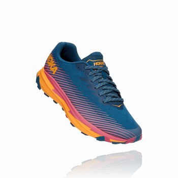 Hoka One One TORRENT 2 Trail Løpesko Dame Blå Oransje | UVoq2jbs