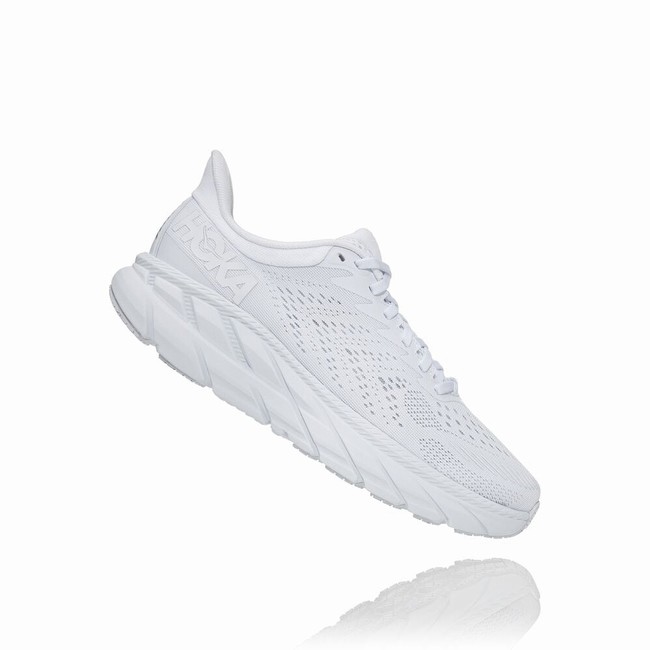 Hoka One One CLIFTON 7 Brede Sko Dame Hvite | 0F2xCoZJ