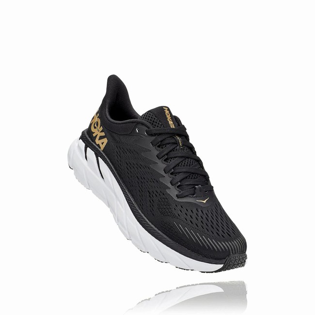 Hoka One One CLIFTON 7 Brede Sko Dame Svarte | fBDH6vLq