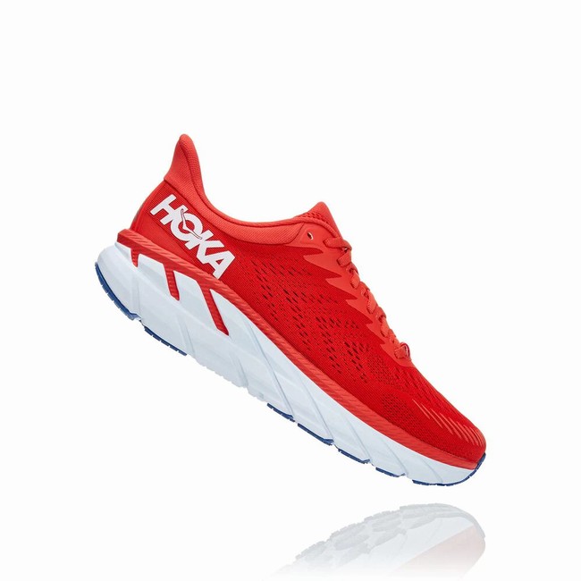 Hoka One One CLIFTON 7 Brede Sko Herre Rød | lNjKZgu6