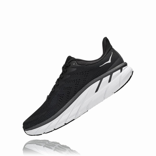 Hoka One One CLIFTON 7 Brede Sko Herre Svarte | B1MORJWD