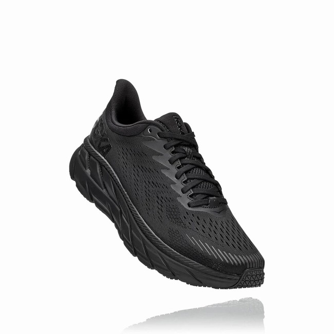 Hoka One One CLIFTON 7 Brede Sko Herre Svarte | X8oKBO9D