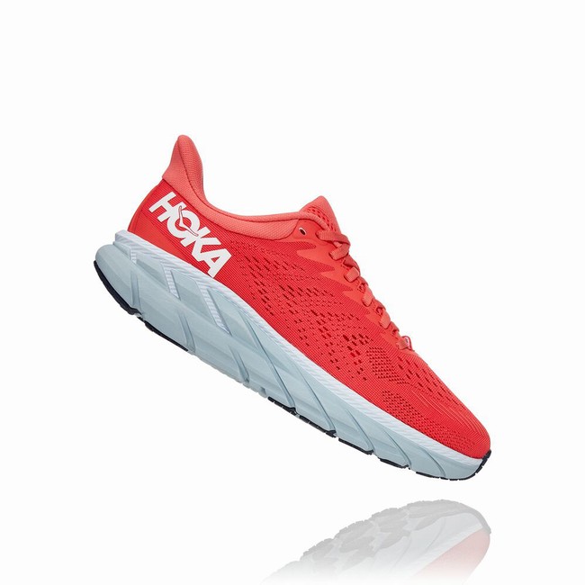 Hoka One One CLIFTON 7 Veganske Sko Dame Rød | ywbMouGl