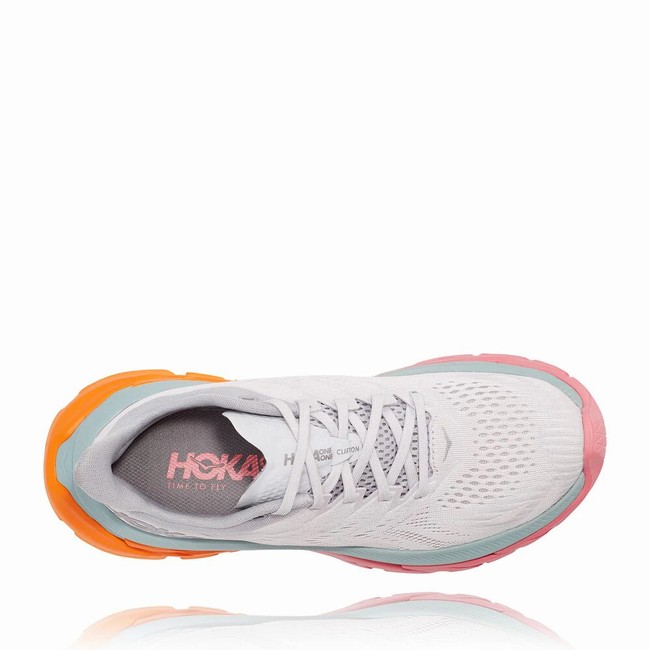 Hoka One One CLIFTON EDGE Joggesko Dame Hvite Rosa Korall | GWIzKsMD