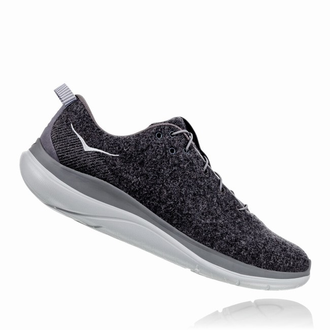 Hoka One One HUPANA FLOW WOOL Fritidssko Dame Svarte Grå | XspQFBSK