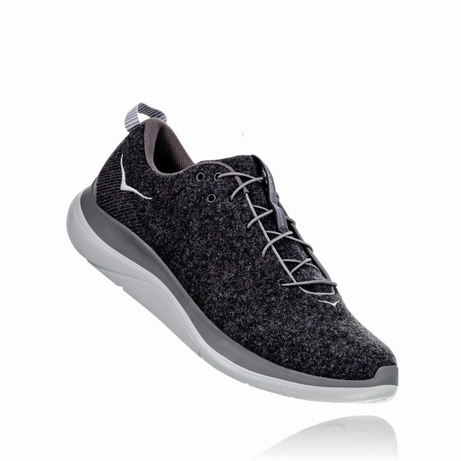 Hoka One One HUPANA FLOW WOOL Fritidssko Dame Svarte Grå | XspQFBSK