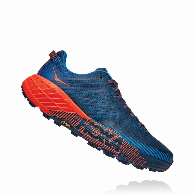 Hoka One One SPEEDGOAT 4 Brede Sko Herre Blå Oransje | LIoufyg4