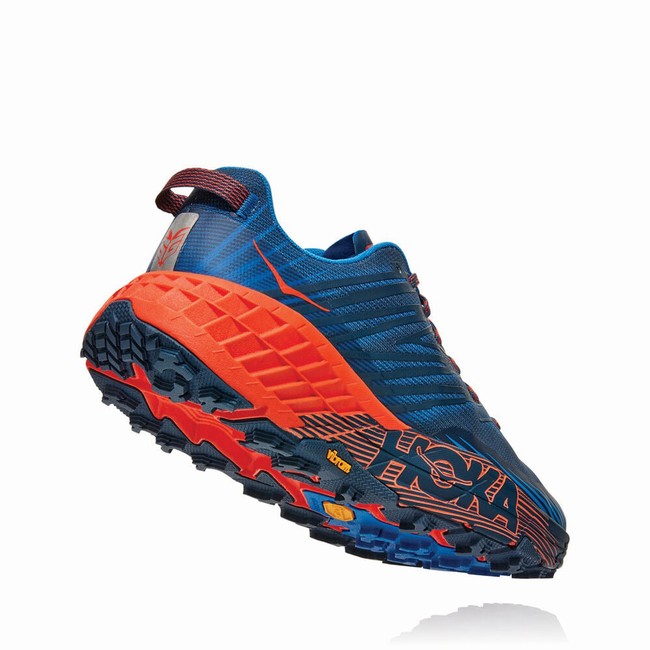 Hoka One One SPEEDGOAT 4 Brede Sko Herre Blå Oransje | LIoufyg4