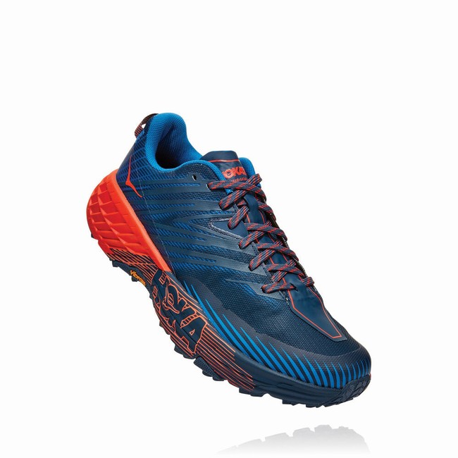 Hoka One One SPEEDGOAT 4 Brede Sko Herre Blå Oransje | LIoufyg4