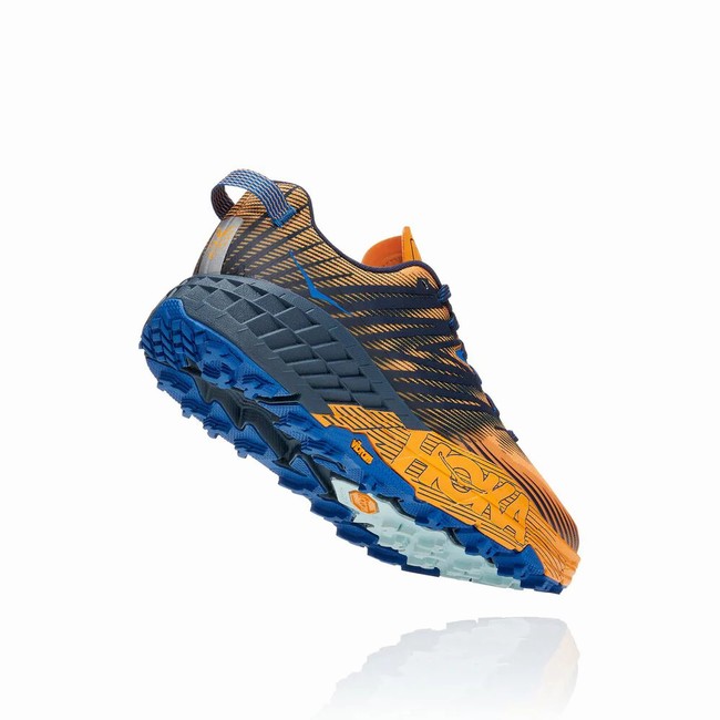 Hoka One One SPEEDGOAT 4 Brede Sko Herre Blå Oransje | qMPGsFej