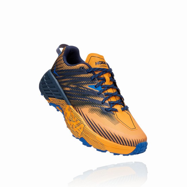 Hoka One One SPEEDGOAT 4 Brede Sko Herre Blå Oransje | qMPGsFej