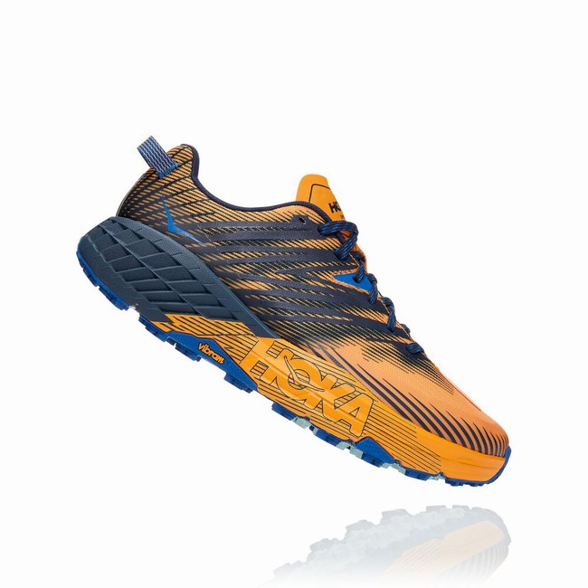 Hoka One One SPEEDGOAT 4 Trail Løpesko Herre Gul Marineblå | YGJQ7f5d