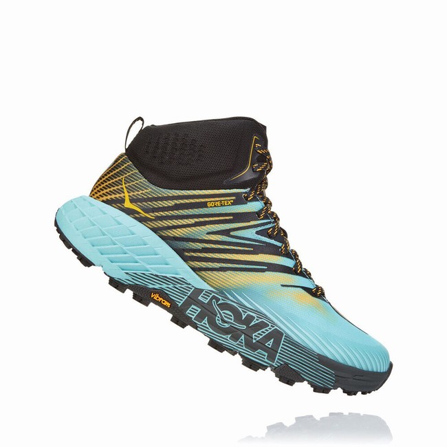 Hoka One One SPEEDGOAT MID 2 GORE-TEX Trail Løpesko Dame Blå Svarte Gul | voHz2Vsy